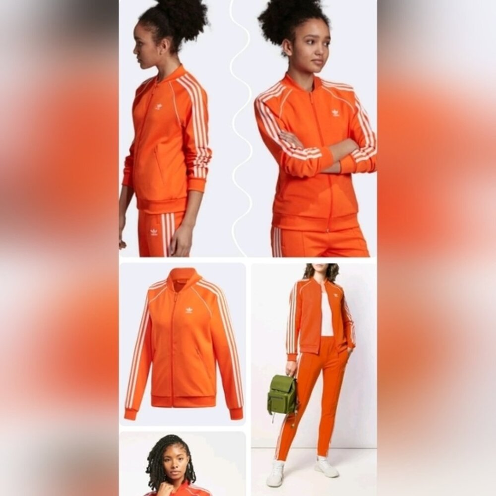 Adidas Originals Sst 2pc Tracksuit Women's Orange Sz Sm ED7589 ED7571